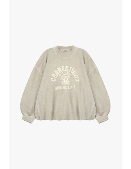 Ruime sweater met ronde hals en collegeprint aan de voorkant Dixie