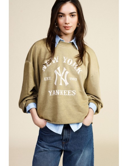 Ruime sweatshirt met ronde hals en vintage Dixie-print aan de voorkant