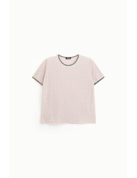 Dixie T-shirt met strepen en afgeronde zoom
