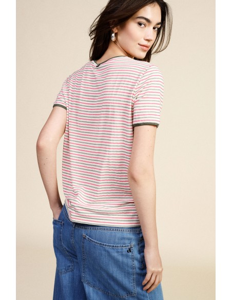 Dixie T-shirt met strepen en afgeronde zoom