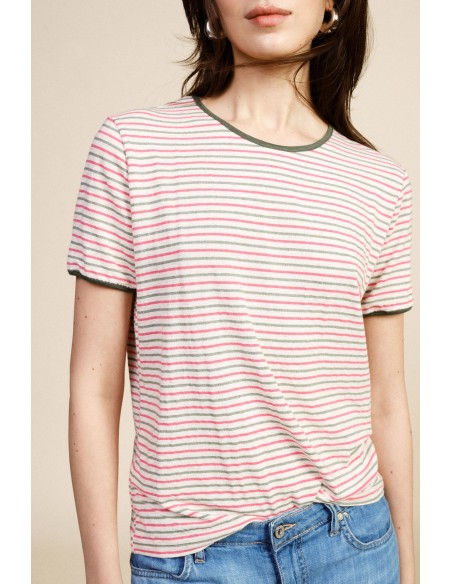 Dixie T-shirt met strepen en afgeronde zoom