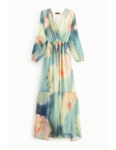Lange jurk met bloemenprint en V-hals Dixie
