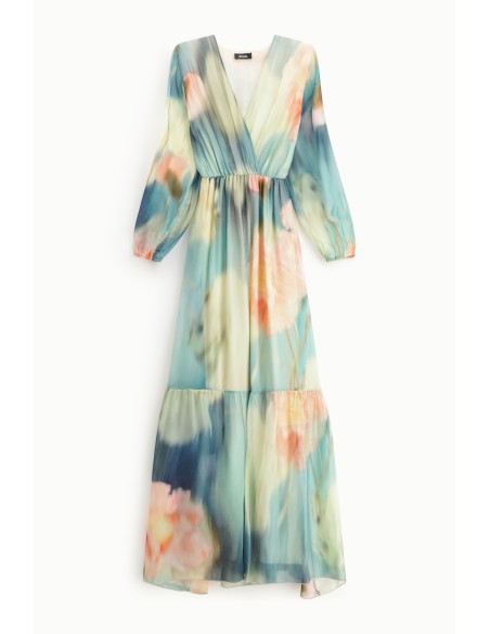 Lange jurk met bloemenprint en V-hals Dixie