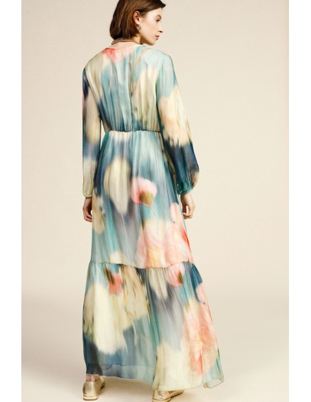 Lange jurk met bloemenprint en V-hals Dixie