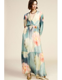 Lange jurk met bloemenprint en V-hals Dixie