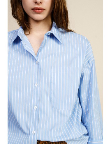 Gestreept overhemd met borstzak en bedrukte tekst Dixie