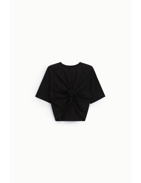 Dixie T-shirt met korte mouwen en centrale knoop