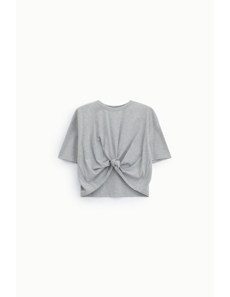 Dixie T-shirt met korte mouwen en centrale knoop