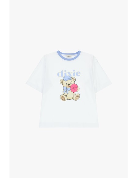 T-shirt met ronde hals, berenprint en Dixie-opschrift