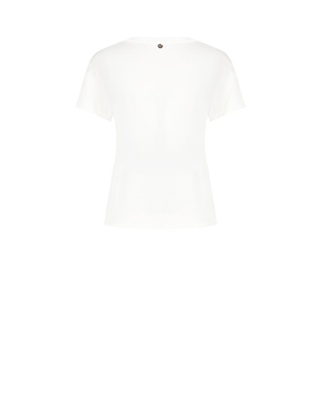 Regular T-shirt van katoen met meisjesprint en strass-steentjes Rinascimento