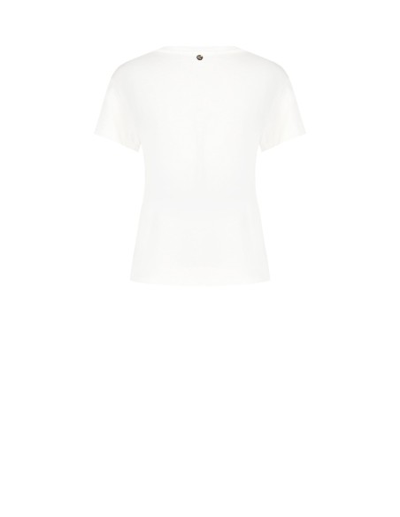 Regular T-shirt van katoen met kattenprint en strass-steentjes van Rinascimento
