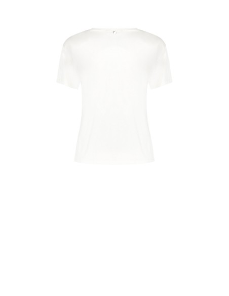 Regular T-shirt van katoen met strass en ronde hals van Rinascimento