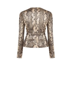 Getailleerd jasje van imitatieleer met slangenprint, bijpassende riem en schouderdetails 2