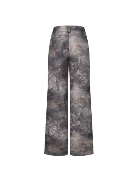 Gewassen palazzojeans met bloemenprint van Rinascimento