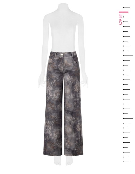 Gewassen palazzojeans met bloemenprint van Rinascimento