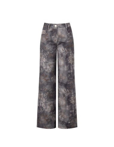 Gewassen palazzojeans met bloemenprint van Rinascimento