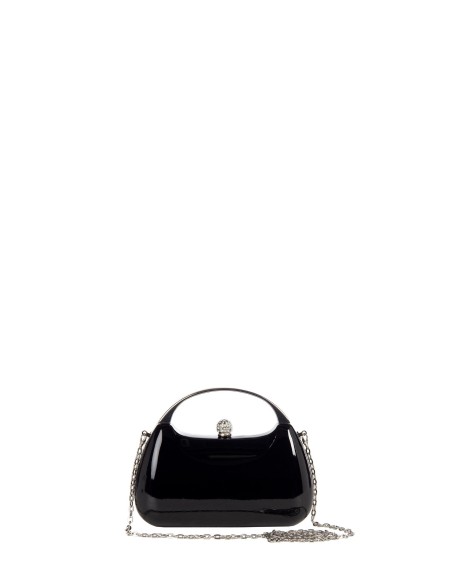 Mini-clutch van glanzend lakleer met metalen handvat en interne kettingschouderriem Rinascimento