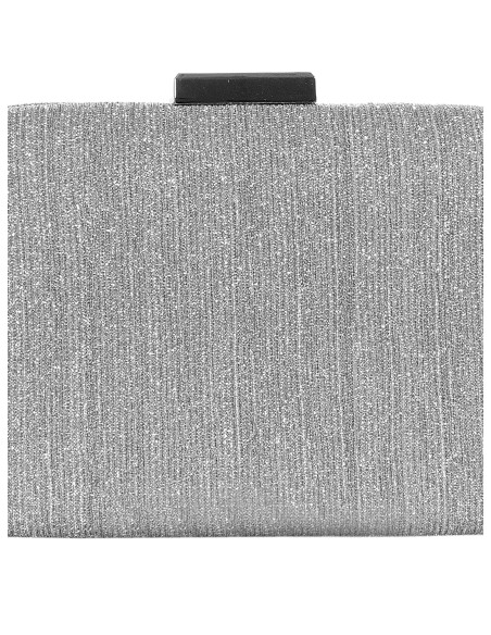 Mini-harde clutch van lamé met glittereffect en interne schouderriem met ketting geschniegelt