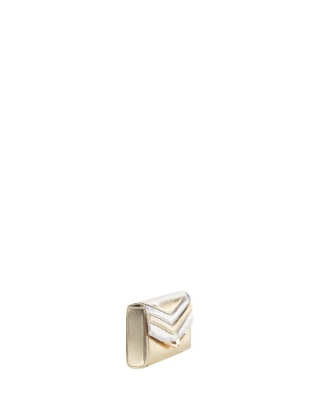 Harde metallic-look kunstleren clutch met afneembare schouderriem met ketting Rinascimento
