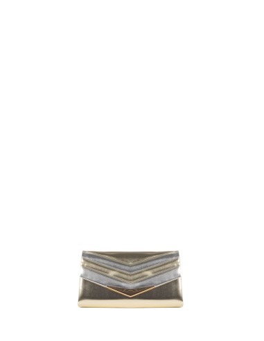 Harde metallic-look kunstleren clutch met afneembare schouderriem met ketting Rinascimento