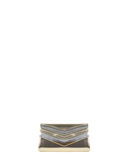 Harde metallic-look kunstleren clutch met afneembare schouderriem met ketting Rinascimento