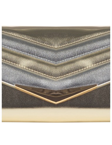 Harde metallic-look kunstleren clutch met afneembare schouderriem met ketting Rinascimento