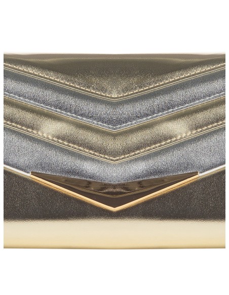 Harde metallic-look kunstleren clutch met afneembare schouderriem met ketting Rinascimento