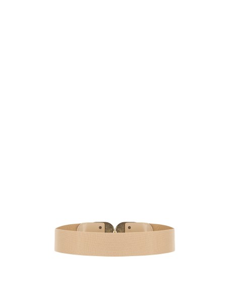 Elastische tailleband met grote vierkante juwelen gesp en kleine steentjes in renaissancestijl