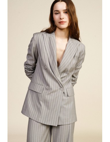 Dixie dubbelrijige blazer met krijtstreep en klepzakken