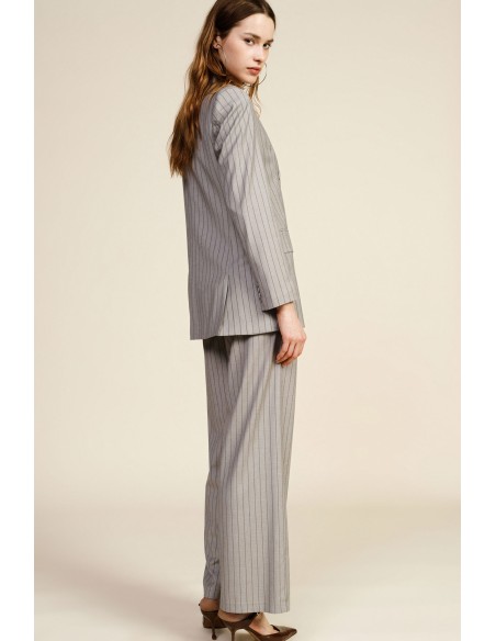 Dixie pantalon met wijde pijpen en krijtstreep, met normale taille