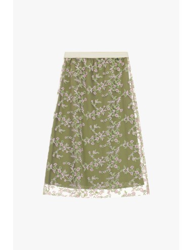 Midi-rok met transparant bloemenborduursel Dixie