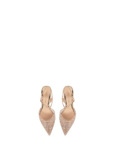 Pumps met gekruiste bandjes en een met veelkleurige microstrass bedekte neus Rinascimento