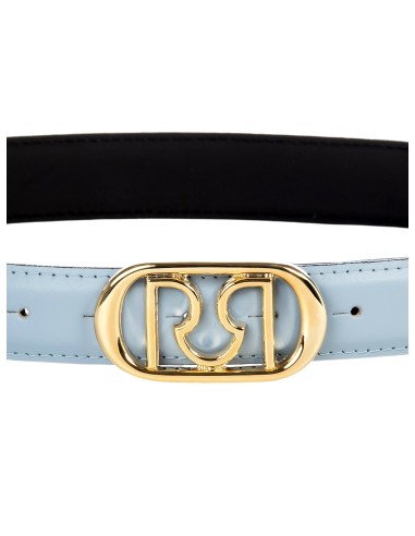 Smalle leren riem met ovale gesp en RR Rinascimento-logo
