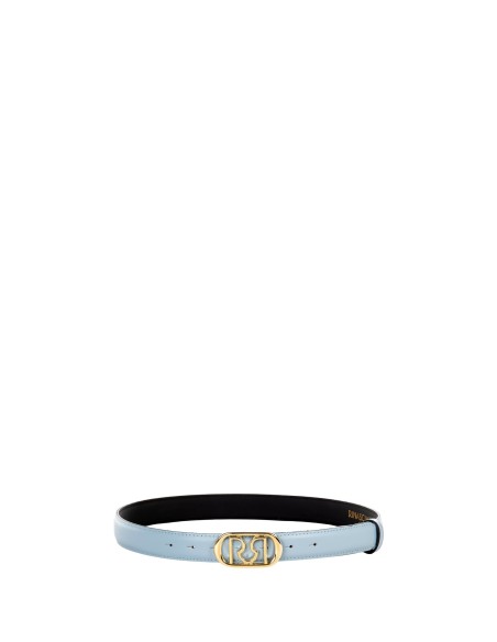Smalle leren riem met ovale gesp en RR Rinascimento-logo