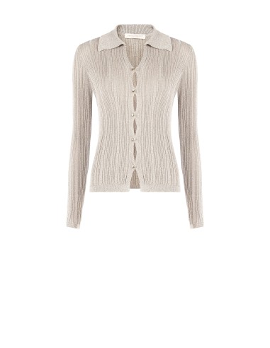 Aansluitend geribd poloshirt met lurex en knopen Rinascimento