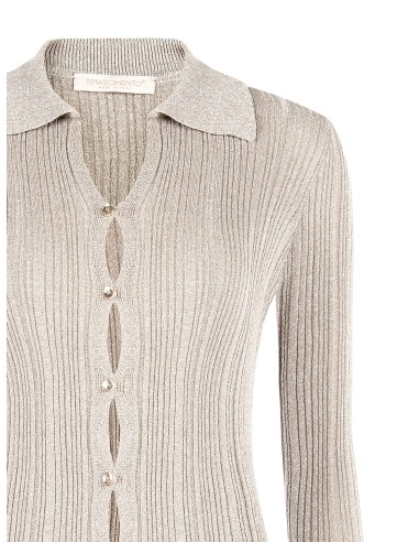 Aansluitend geribd poloshirt met lurex en knopen Rinascimento