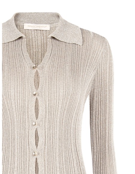 Aansluitend geribd poloshirt met lurex en knopen Rinascimento