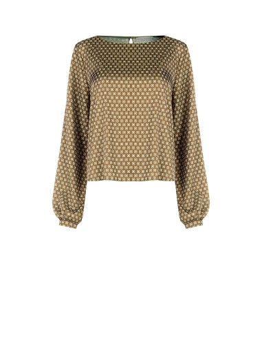 Ruime satijnen blouse met geometrisch patroon van Rinascimento