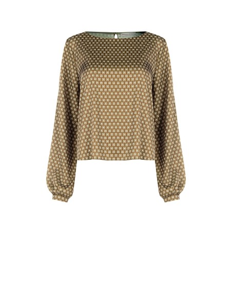 Ruime satijnen blouse met geometrisch patroon van Rinascimento