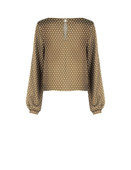 Ruime satijnen blouse met geometrisch patroon van Rinascimento