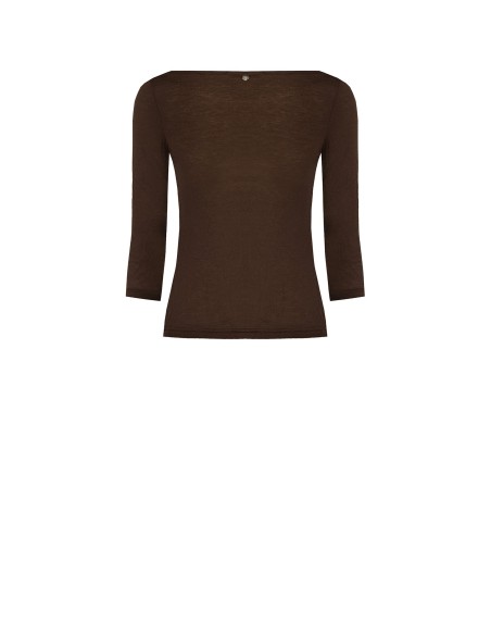 Aansluitend T-shirt van ultralichte viscose met 3/4-mouwen Rinascimento