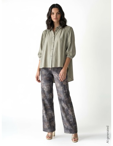 Ruimvallende blouse van lichte viscosemix met vleermuismouwen Rinascimento
