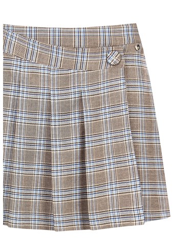 Renaissance minirok-broek met Prince-of-Walesruit en plooien aan de voorkant