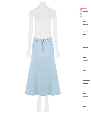 Lange A-lijnrok van denim met een lichte wassing van Rinascimento