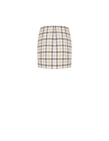 A-lijn minirok van tweed met RR-logoknoop en rafeldetail Rinascimento