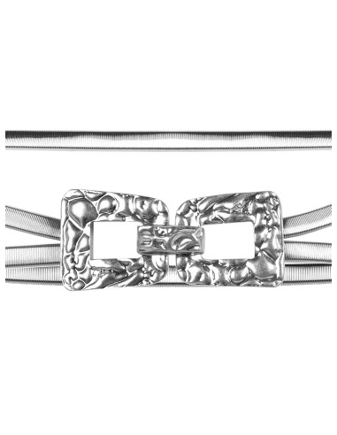 Metalen elastische riem met gehamerde gesp Rinascimento