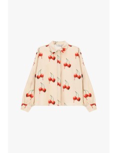 Dixie blouse met kersenprint en lange mouwen 2