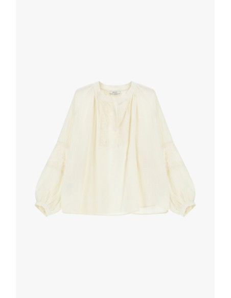 Ruime blouse met borduursels en gerimpelde mouwen Dixie