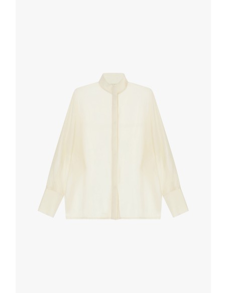 Doorschijnend oversized shirt met mao-kraag Dixie