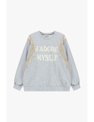 Sweater met ronde hals, kanten details en Dixie-opschrift aan de voorkant